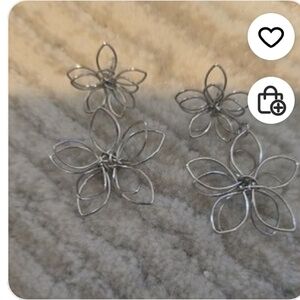 Source Unknown Silver Floral Earrings
